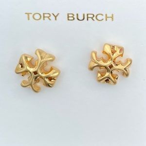 Tory Burch Logo Earrings: Antique Gold